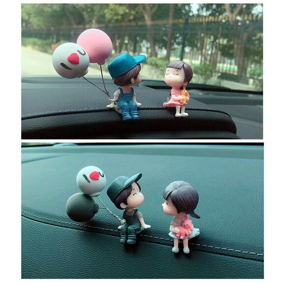 4PCS Cute Cartoon Couples Car Decoration Accessories Romantic Figurines Decor - Picture 1 of 12